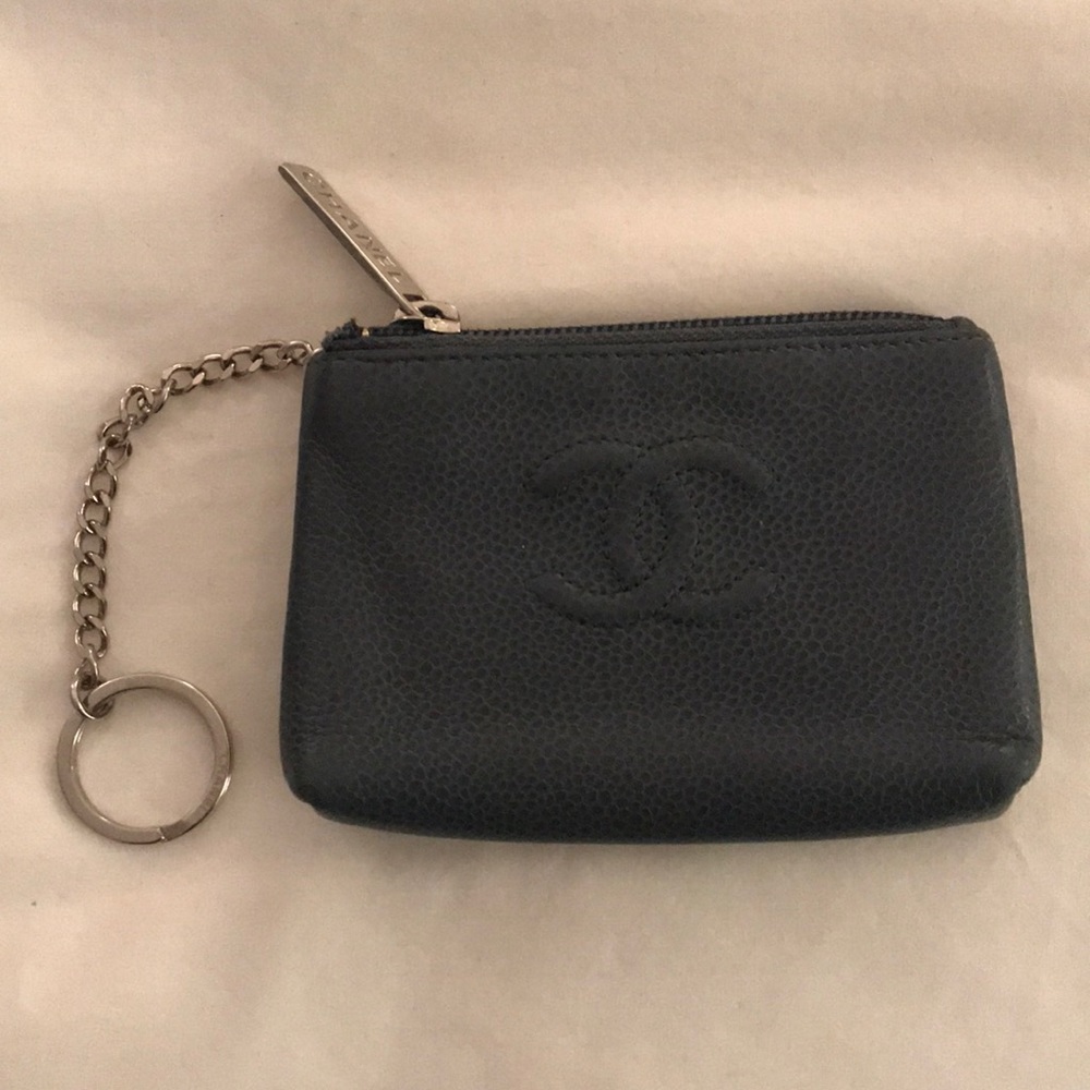 CHANEL Caviar Leather Keychain Coin Purse